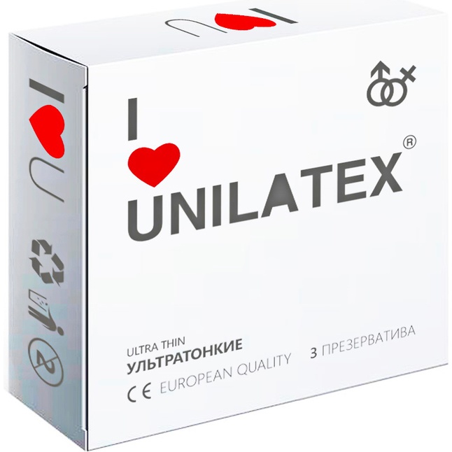 Ультратонкие презервативы Unilatex Ultra Thin - 3 шт