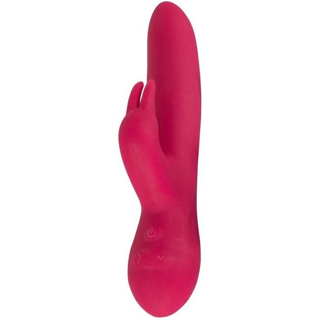 Ярко-розовый вибратор Swirly Bunny с клиторальным стимулятором - 21,5 см - Smile