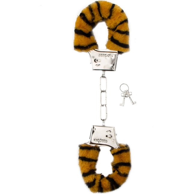 Меховые тигровые наручники - Shots Toys