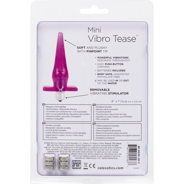 Розовая анальная пробка Mini Vibro Tease - 12,7 см - Anal Toys. Фотография 6.