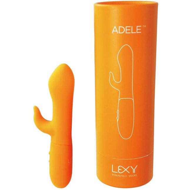Оранжевый вибратор Adele со стимулятором клитора - 17 см. Фотография 2.