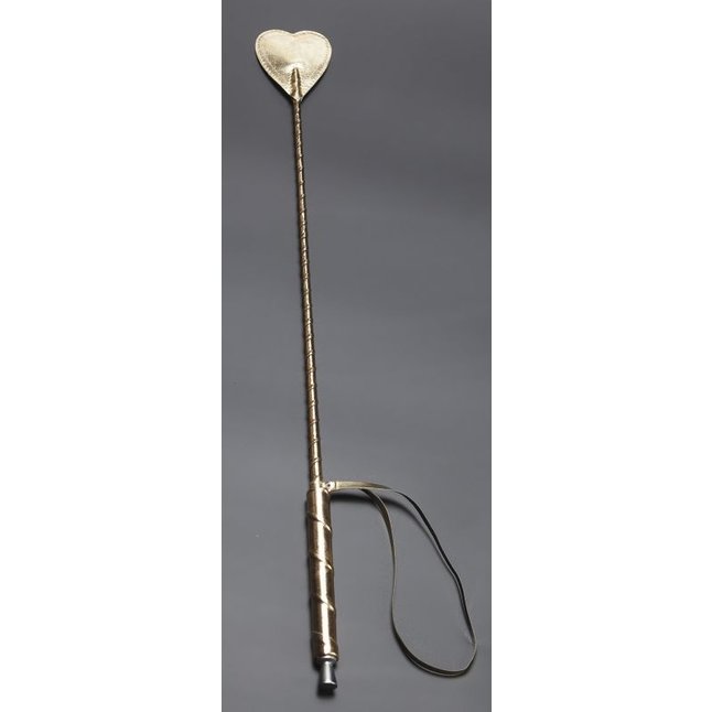 Золотистый стек с наконечником-сердцем из искусственной кожи - 70 см - BDSM accessories
