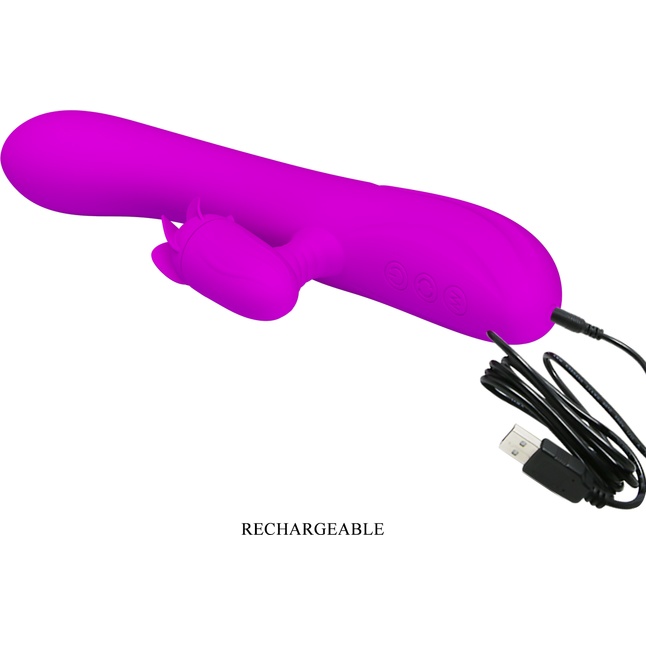 Вибратор со стимулятором клитора в виде пропеллера Buck - 20,5 см - Pretty Love. Фотография 8.