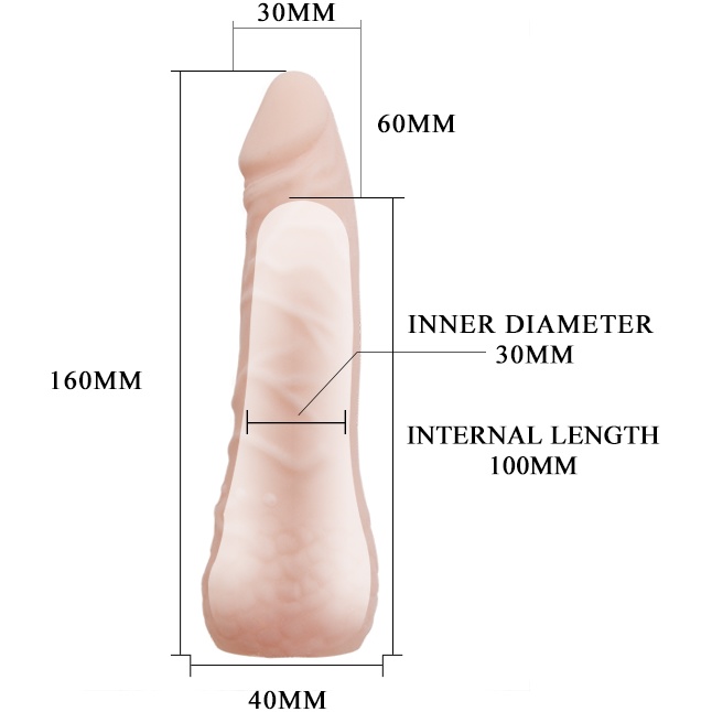 Удлиняющая насадка на пенис с расширением в основании - 18 см. Фотография 4.