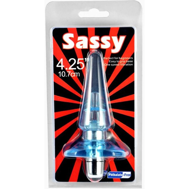 Голубая анальная вибровтулка Sassy - 10,7 см