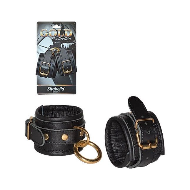 Кожаные наручники с круглым карабином Sitabella Gold Collection - BDSM accessories