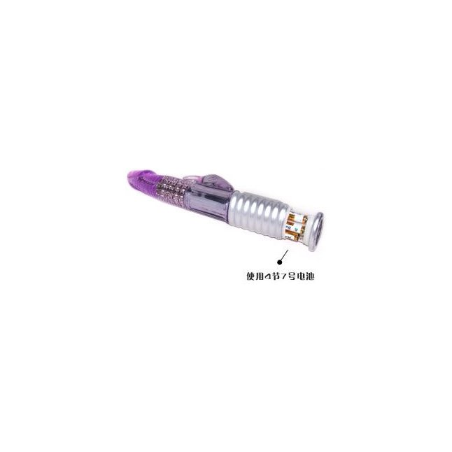 Фиолетовый ротационный вибромассажер со стимуляцией клитора - 22,6 см. Фотография 2.