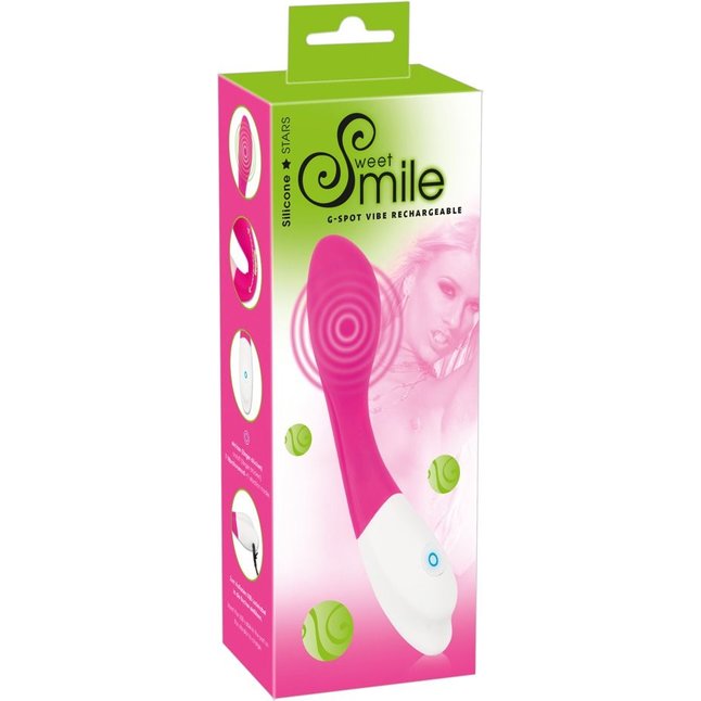 Розовый вибратор для массажа G-точки Sweet Smile - 18 см - Smile. Фотография 4.