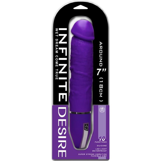 Фиолетовый вибратор-реалистик Infinite Desire - 26 см. Фотография 2.