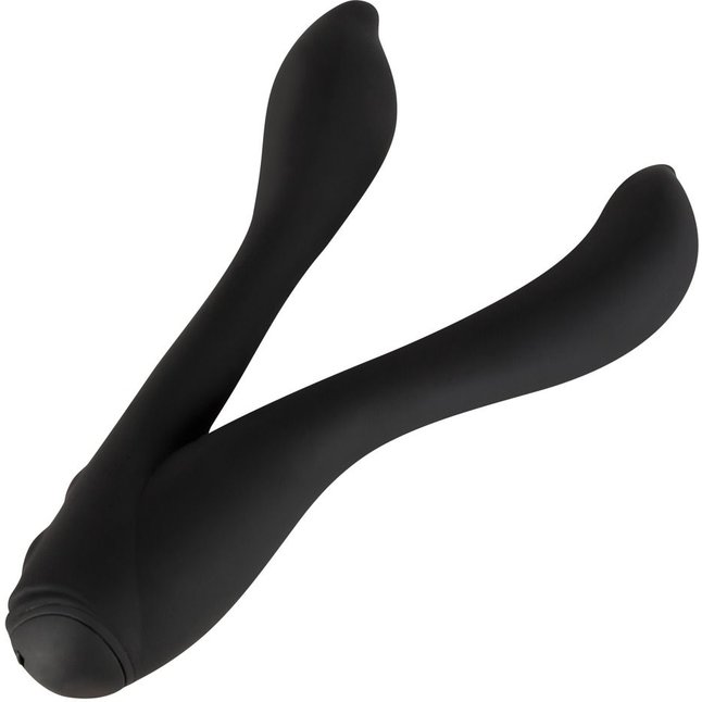Черный анально-вагинальный вибратор - 17 см. Фотография 4.