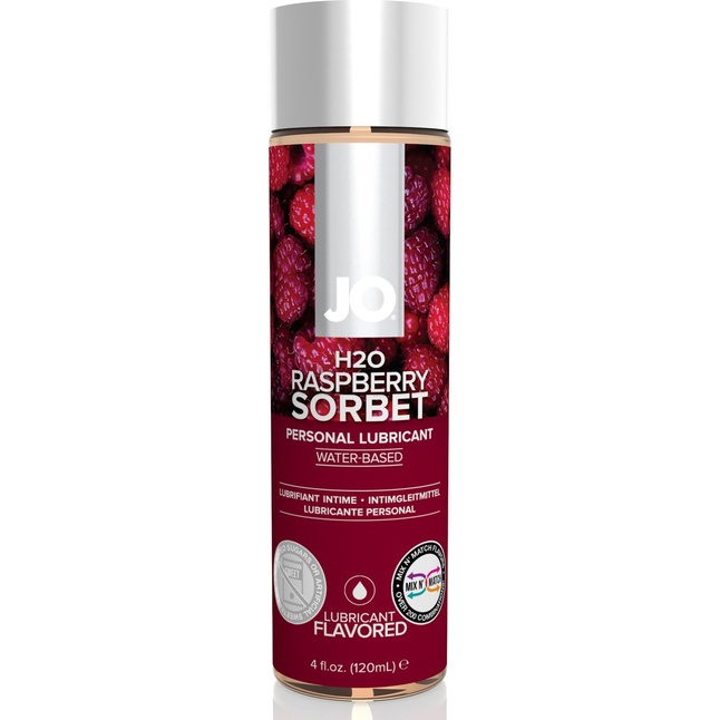 Лубрикант на водной основе с ароматом малины JO Flavored Raspberry Sorbet - 120 мл - JO H2O Flavors