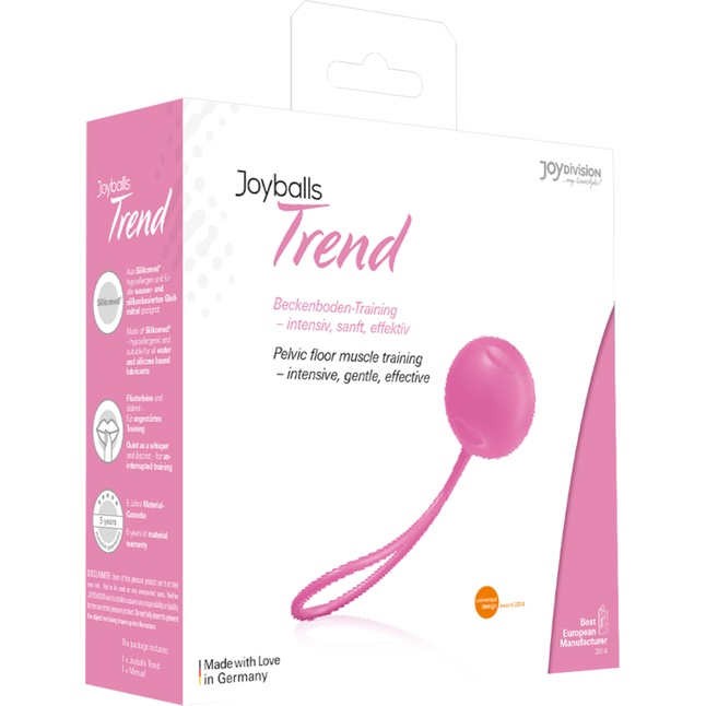Нежно-розовый вагинальный шарик Joyballs Trend Single. Фотография 2.
