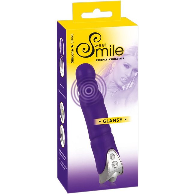 Фиолетовый вибратор с шаровидной головкой Glansy - 18 см - Smile. Фотография 3.