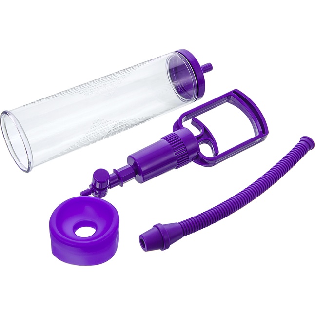 Фиолетовая вакуумная помпа с прозрачной колбой - Sexus Men. Фотография 3.