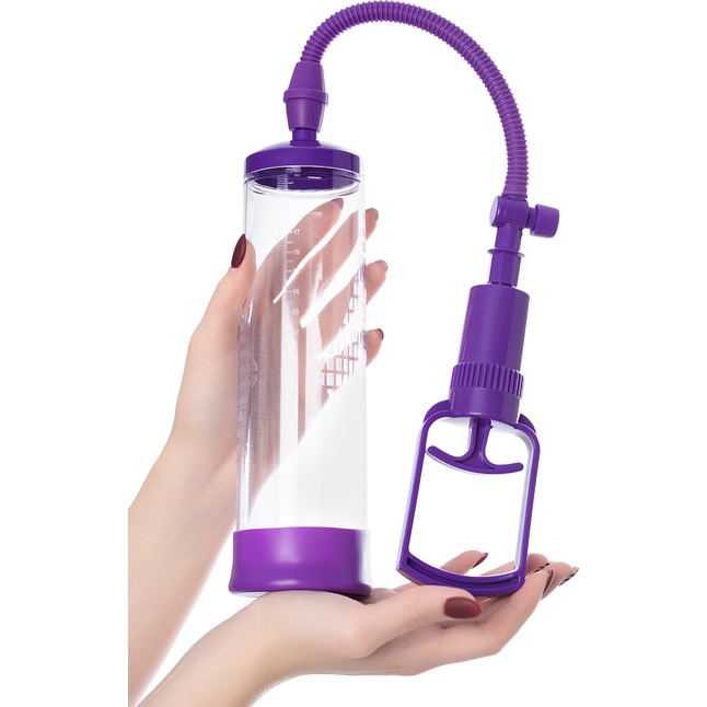 Фиолетовая вакуумная помпа с прозрачной колбой - Sexus Men. Фотография 7.
