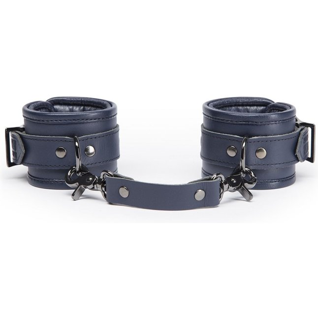 Тёмно-синие кожаные наручники No Bounds Collection Wrist Cuffs - Fifty Shades Darker