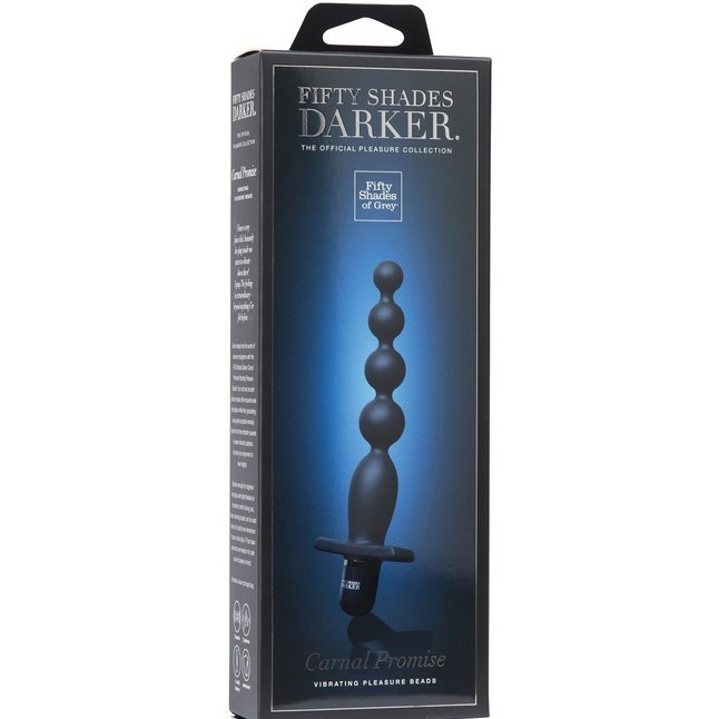 Тёмно-синяя анальная виброёлочка Carnal Promise Vibrating Anal Beads - 20,8 см - Fifty Shades Darker. Фотография 4.