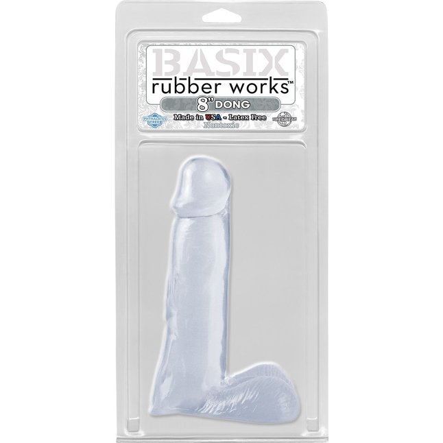 Прозрачный фаллоимитатор Basix Rubber Works 8 Dong - 19,1 см - Basix Rubber Works. Фотография 2.