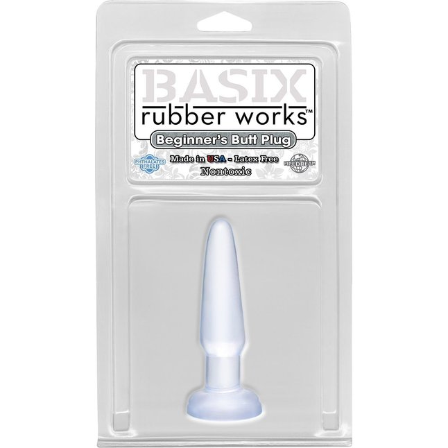 Прозрачная анальная пробка Beginners Butt Plug - 10,9 см - Basix Rubber Works. Фотография 2.