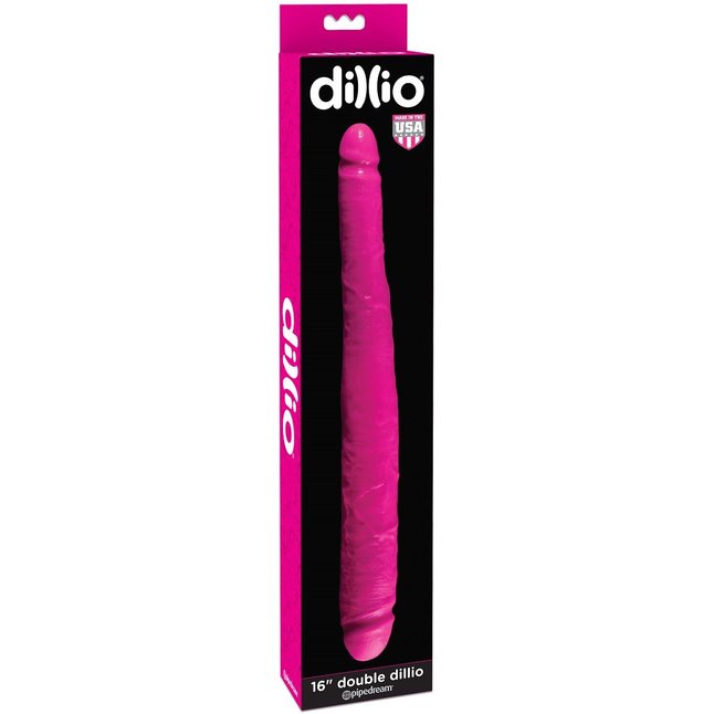 Ярко-розовый двусторонний фаллоимитатор 16 Double Dillio - 40,6 см - Dillio