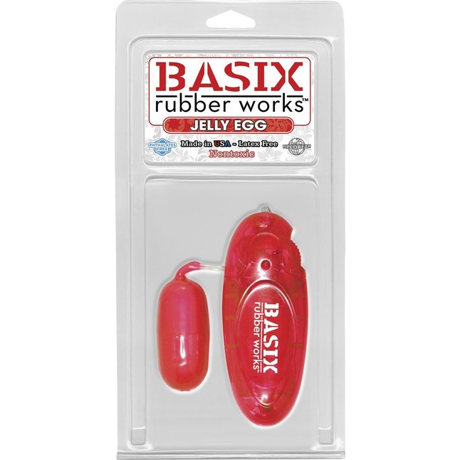 Красное гелевое виброяичко Jelly Egg - Basix Rubber Works. Фотография 2.