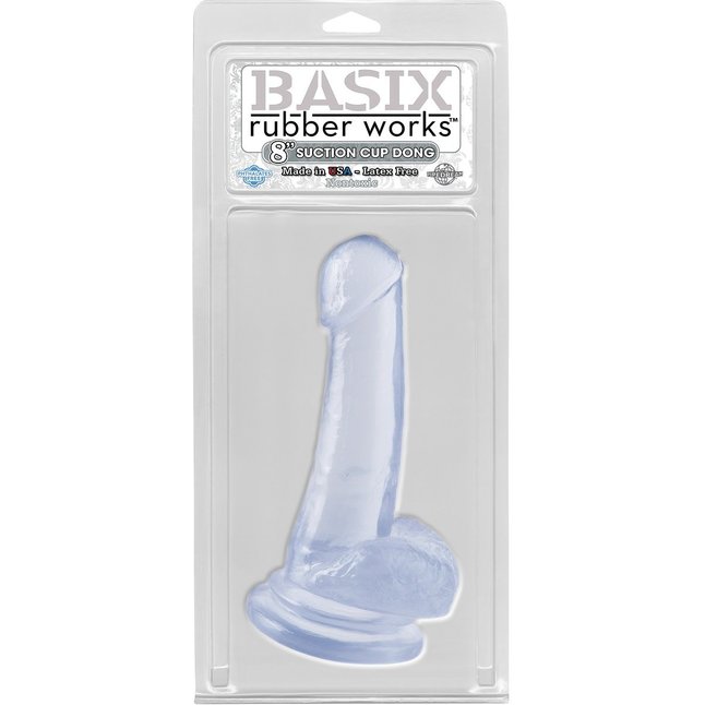 Прозрачный фаллоимитатор 8 Dong with Suction Cup - 19,1 см - Basix Rubber Works. Фотография 2.