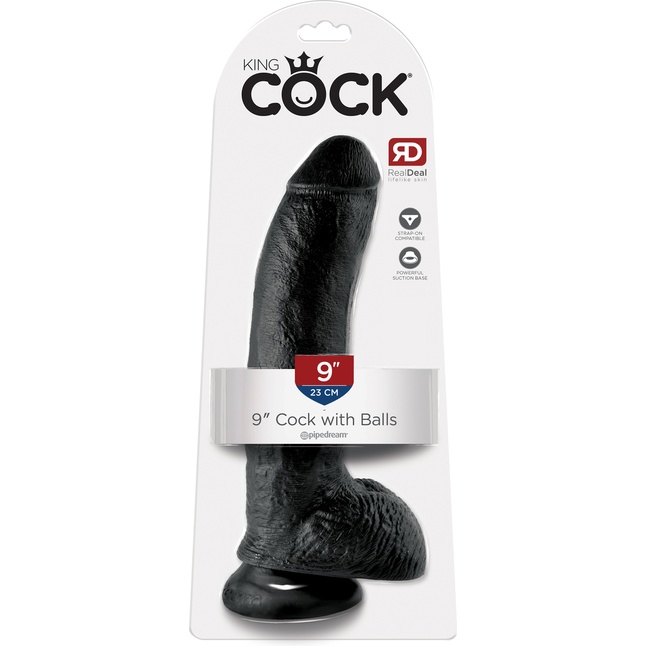 Чёрный фаллоимитатор 9 Cock with Balls - 22,9 см - King Cock. Фотография 4.