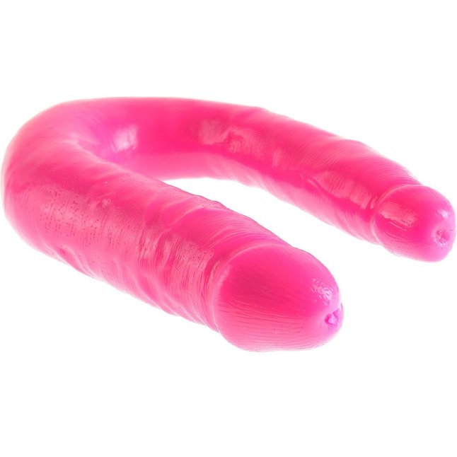 Ярко-розовый U-образный фаллоимитатор Double Trouble - 34,3 см - Dillio. Фотография 2.