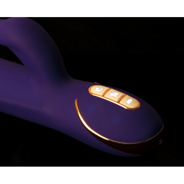 Фиолетовый вибратор со стимулятором клитора Rabbit Tres Chic - 23 см. Фотография 6.