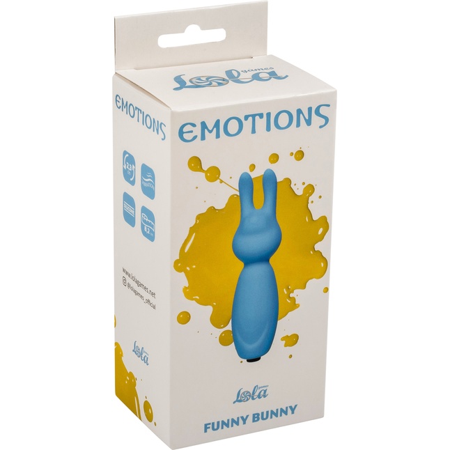 Голубой мини-вибратор Emotions Funny Bunny - Emotions. Фотография 3.