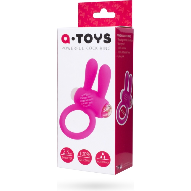 Розовое эрекционное виброкольцо A-toys с ушками. Фотография 4.