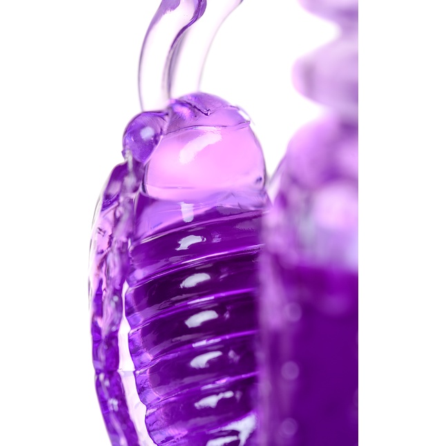 Фиолетовый вибратор с ротацией бусин, клиторальным стимулятором и надёжной присоской. Фотография 13.