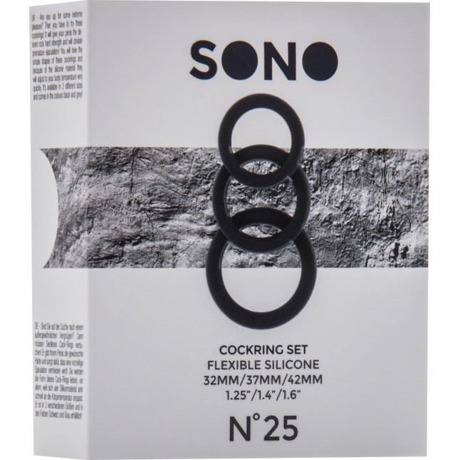 Набор из 3 чёрных эрекционных колец SONO No.25 - Sono. Фотография 3.