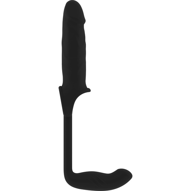 Чёрная насадка с анальным стимулятором Stretchy Penis Exten and Plug No.34 - Sono. Фотография 2.