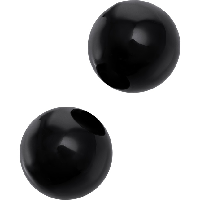Чёрные гладкие вагинальные шарики из стекла - Sexus Glass