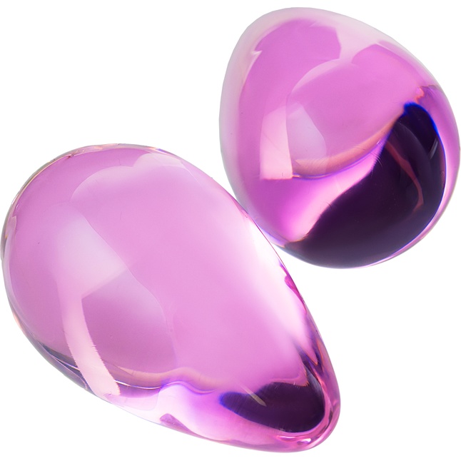 Розовые стеклянные вагинальные шарики в форме капелек - Sexus Glass. Фотография 2.
