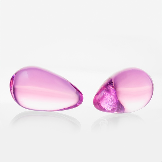 Розовые стеклянные вагинальные шарики в форме капелек - Sexus Glass. Фотография 5.