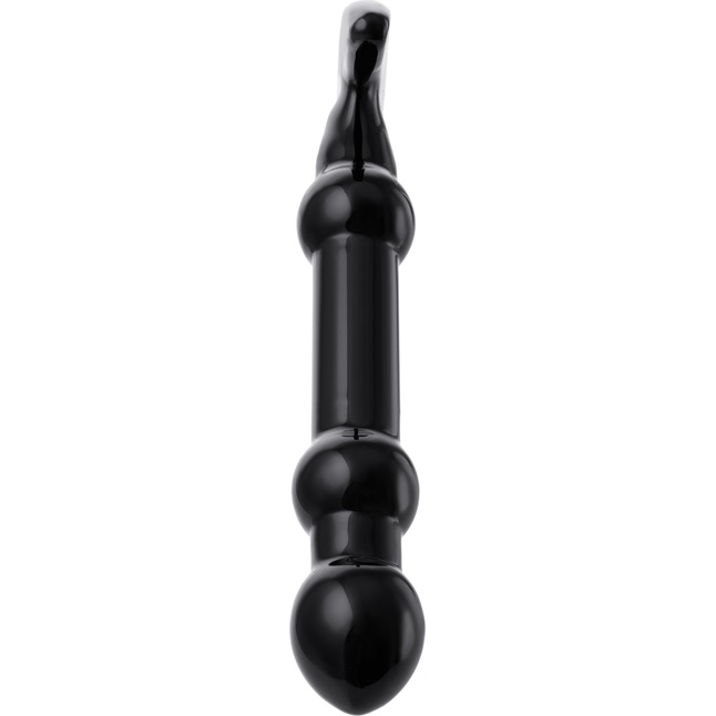 Элегантный чёрный анальный стимулятор с шариками на стволе - 19 см - Sexus Glass. Фотография 3.