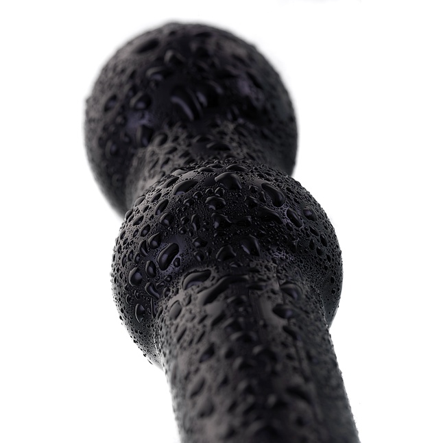 Элегантный чёрный анальный стимулятор с шариками на стволе - 19 см - Sexus Glass. Фотография 6.