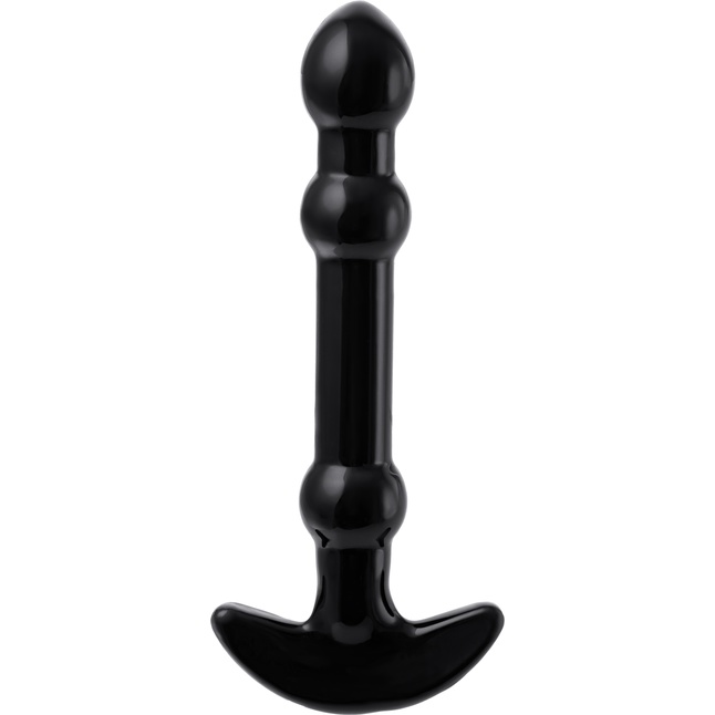 Элегантный чёрный анальный стимулятор с шариками на стволе - 19 см - Sexus Glass