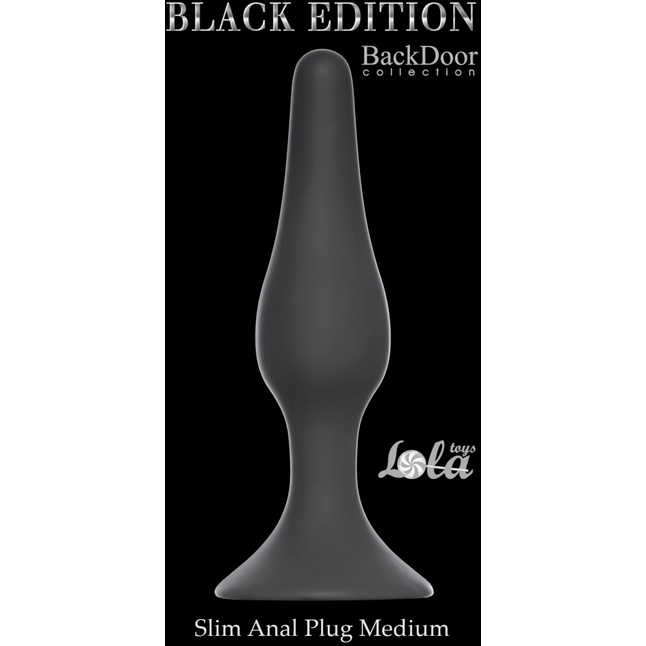 Чёрная анальная пробка Slim Anal Plug Medium - 11,5 см - Back Door Collection Black Edition. Фотография 2.