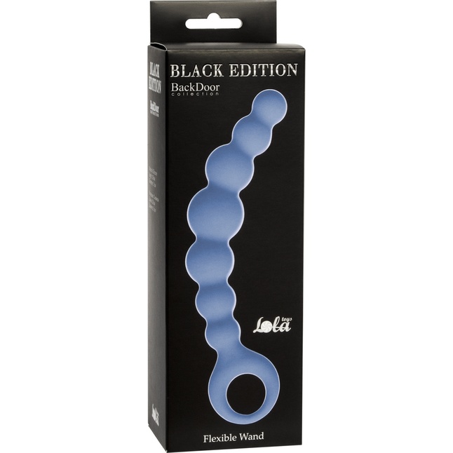 Синяя упругая анальная цепочка Flexible Wand - 18 см - Back Door Collection Black Edition. Фотография 3.
