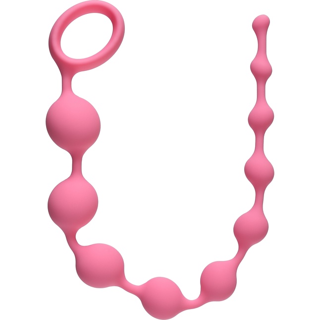 Розовая анальная цепочка Long Pleasure Chain - 35 см - First Time