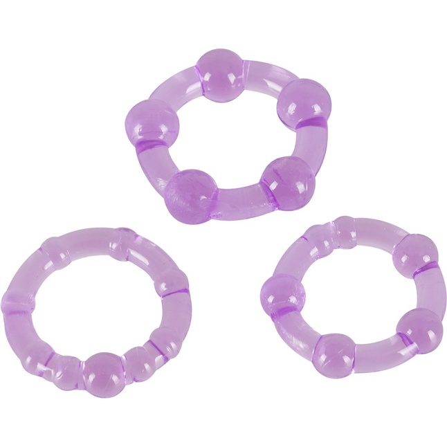Набор из 3 фиолетовых эрекционных колец с шариками - You2Toys