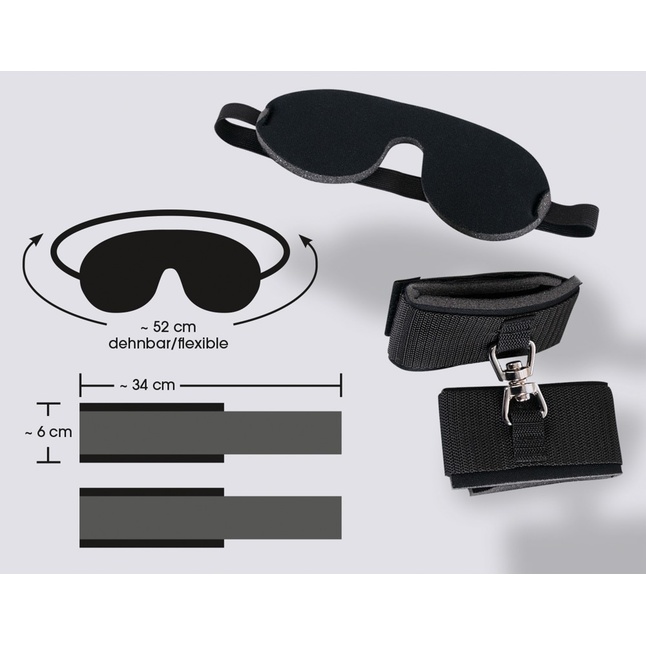 Набор БДСМ: наручники и маска на глаза чёрного цвета - Bad Kitty. Фотография 5.