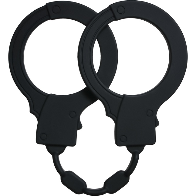 Чёрные силиконовые наручники Stretchy Cuffs Black - Emotions
