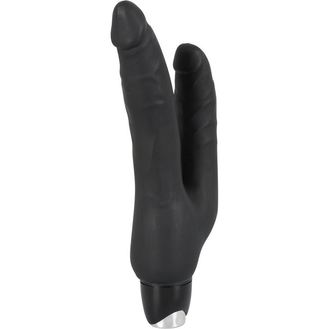Чёрный анально-вагинальный вибромассажёр-реалистик Backdoor Lovers Double - 24,5 см - You2Toys. Фотография 2.