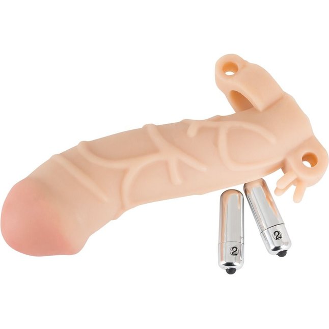 Закрытая телесная насадка на пенис с двумя виброэлементами - You2Toys. Фотография 2.