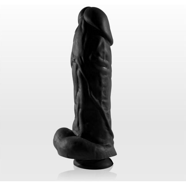 Чёрный фаллоимитатор с пышным стволом и присоской - 20,5 см - Real Toys Collection