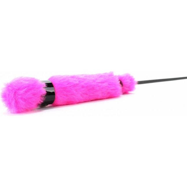 Черный лаковый стек с розовой меховой ручкой - 61 см - BDSM Light. Фотография 5.